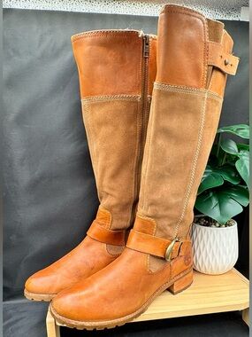 Timberland Brown Leather and Suede Tall Riding Boots - Women 8